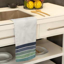 Linge De Cuisine Retro/Mod Bleu et Vert "Surfboard" rayé