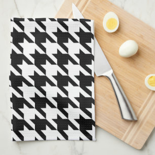 Linge De Cuisine Retro Moderne Noir Blanc Tissage des dents