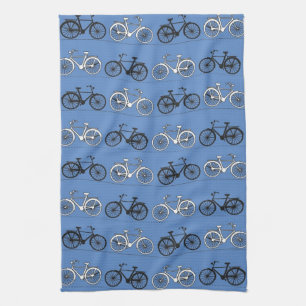 Linge De Cuisine Rétro motif bleu de bicyclette