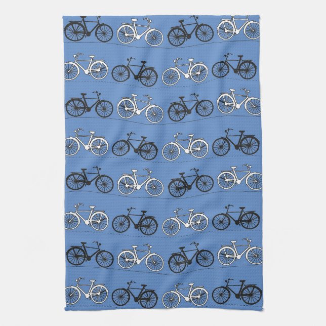 Linge De Cuisine Rétro motif bleu de bicyclette (Vertical)