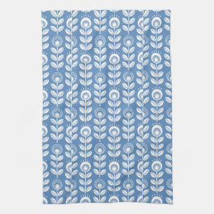 Linge De Cuisine Rétro motif bleu scandinave