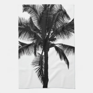 Linge De Cuisine Rétro noir tropical hawaïen de silhouette de