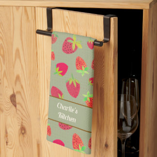 Linge De Cuisine Retro Personnalisé Cute Mi-Siècle Fraise