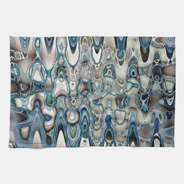 Linge De Cuisine Rétro style de vert bleu (Horizontal)