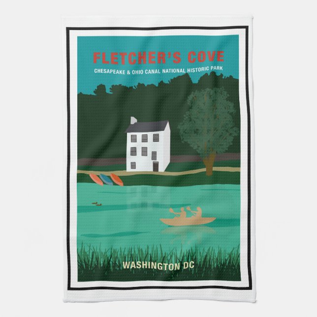 Linge De Cuisine Retro Travel Poster Fletcher's Cove Washington DC (Vertical)