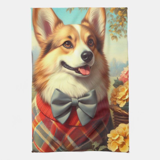 Linge De Cuisine Retro Welsh Corgi Cardigan Peinture (Vertical)