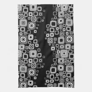 Linge De Cuisine Rétros carrés noirs et blancs