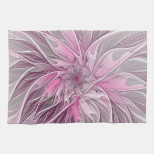 Linge De Cuisine Rêve de fleur rose fractal, Motif d'Imaginaire flo