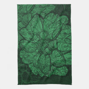 Linge De Cuisine Rich Emerald vert modèle floral