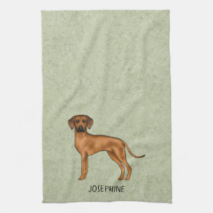 Linge De Cuisine Ridback Rhodésien Chien Brun Mignon Avec Nom Vert
