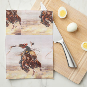 Linge De Cuisine Rider Vintage Rodeo Cowboy Bronc