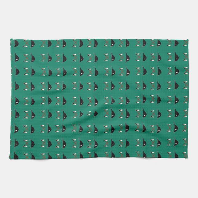 Linge De Cuisine Riding hat and crossed crops (Horizontal)