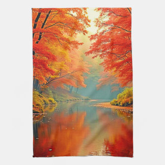 Linge De Cuisine Rivière forestière d'automne
