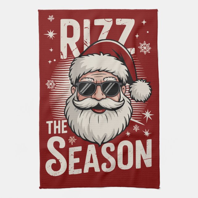 Linge De Cuisine Rizz Saison Santa Claus Rizzmas Drôle Noël (Vertical)