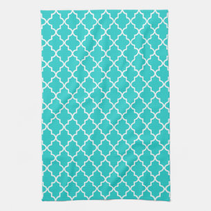 Linge De Cuisine Robin's Oeuf Bleu et blanc Quatrefoil marocain