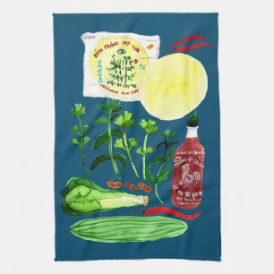 Linge De Cuisine Rolls de papier de riz vietnamien Recette Aquarell