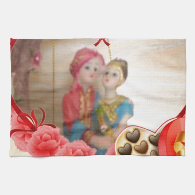 Linge De Cuisine Romantique Amour Coeur Art Imprimer (Horizontal)