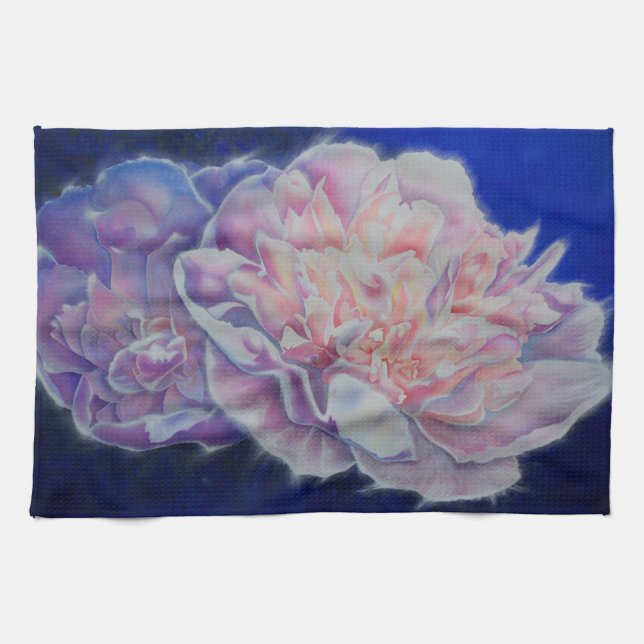 Linge De Cuisine Romantique élégante couleur rose blanc pastel (Horizontal)