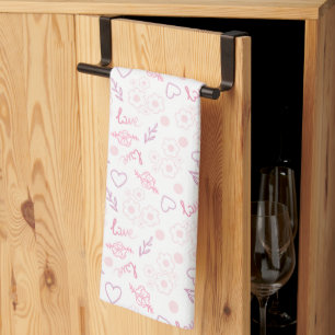 Linge De Cuisine Romantique Floral Love Motif