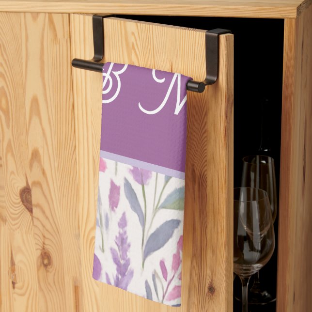 Linge De Cuisine Romantique lila rose pastel Botanique prés de prin (Pliage en tiers)