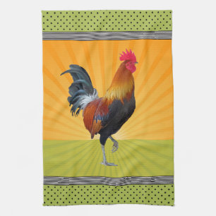 Linge De Cuisine Rooster Design Rooster Rooster Conception Colorée 