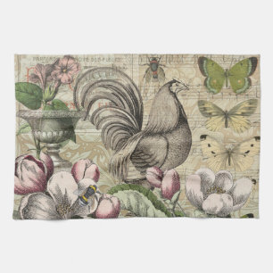 Linge De Cuisine Rooster Garden Flower Papillon Art