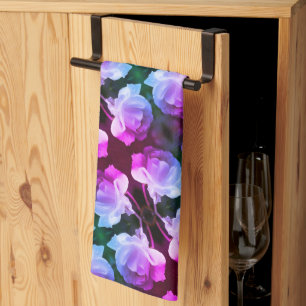 Linge De Cuisine Rose blanche avec Raindrops Art Floral Abstrait