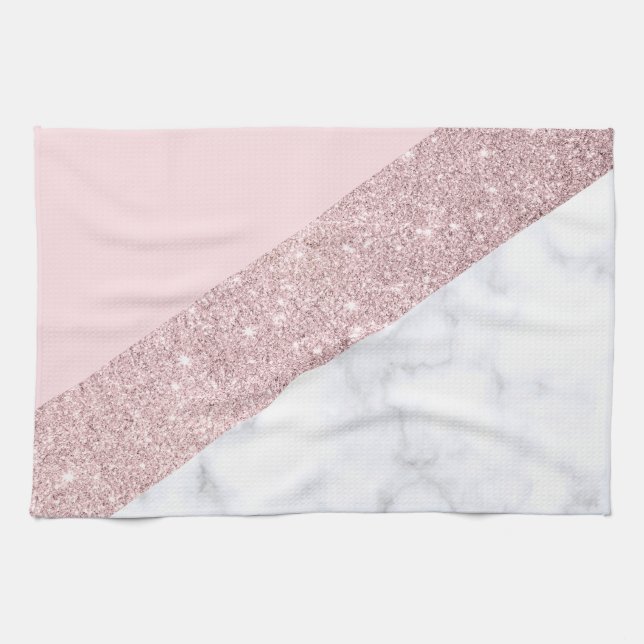 Linge De Cuisine rose de marbre blanc de parties scintillantes (Horizontal)