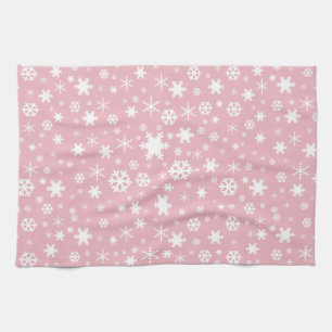 Linge De Cuisine Rose en pastel de Noël de motif élégant de flocon