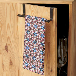 Linge De Cuisine Rose floral bleu et Brown