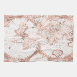Linge De Cuisine Rose Gold Pink MetParties scintillant Carte du mon