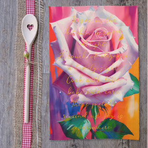 Linge De Cuisine Rose gras en fleurs poème Bohemian Artsy
