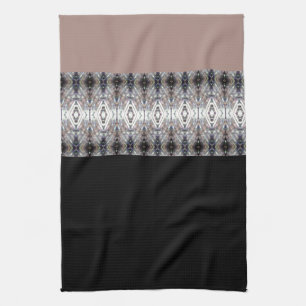 Linge De Cuisine Rose gris bleu et noir moderne accentué