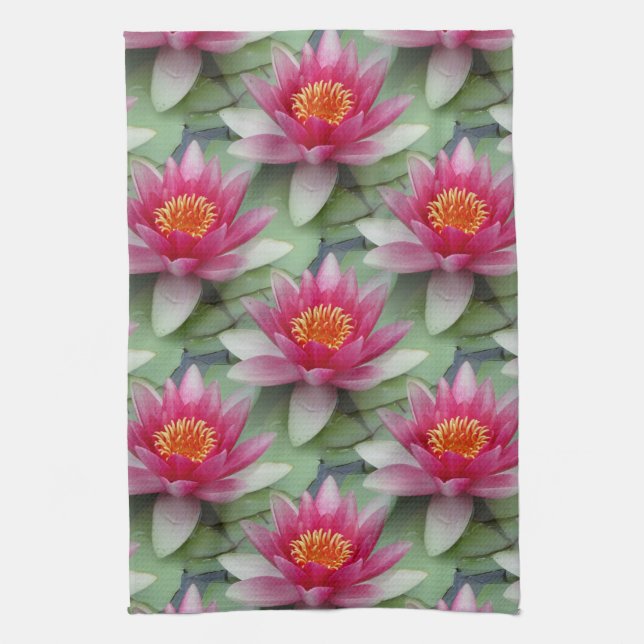 Linge De Cuisine Rose Lotus Water Lily (Vertical)