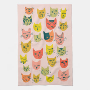 Linge De Cuisine Rose mignon coloré de chatons de chats