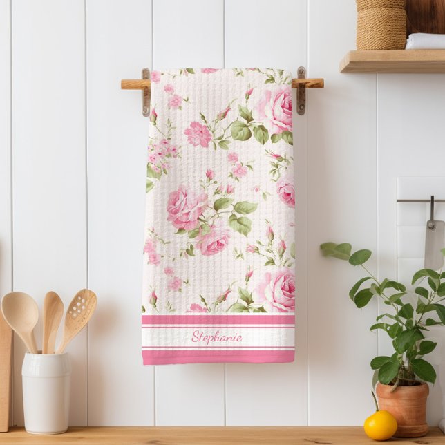 Linge De Cuisine Rose rose personnalisée (Créateur téléchargé)