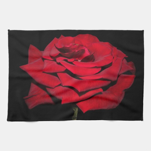 Linge De Cuisine Rose rouge - noir (Horizontal)