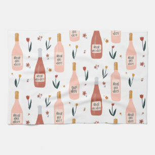 Linge De Cuisine Rose TOUTE la journée amateurs de vin motif
