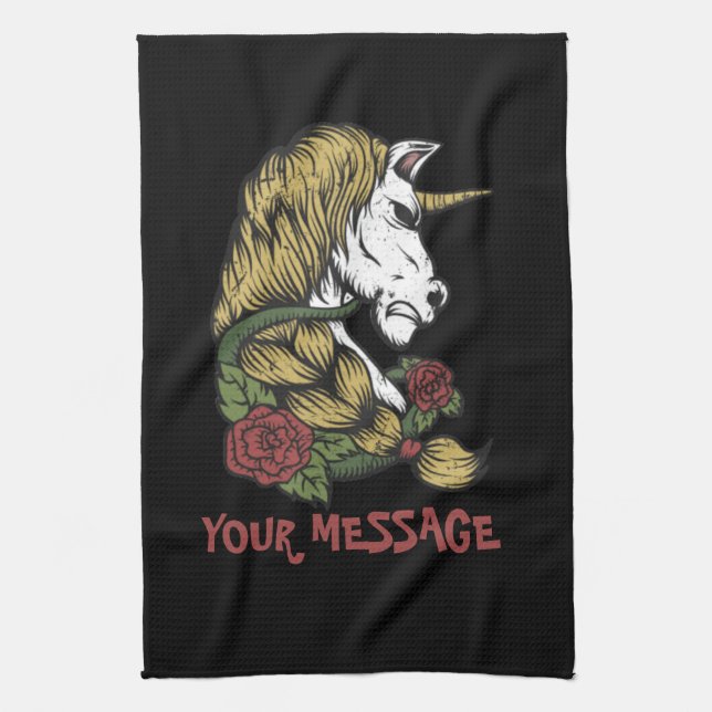 Linge De Cuisine Rose Unicorn du guerrier urbain (Vertical)