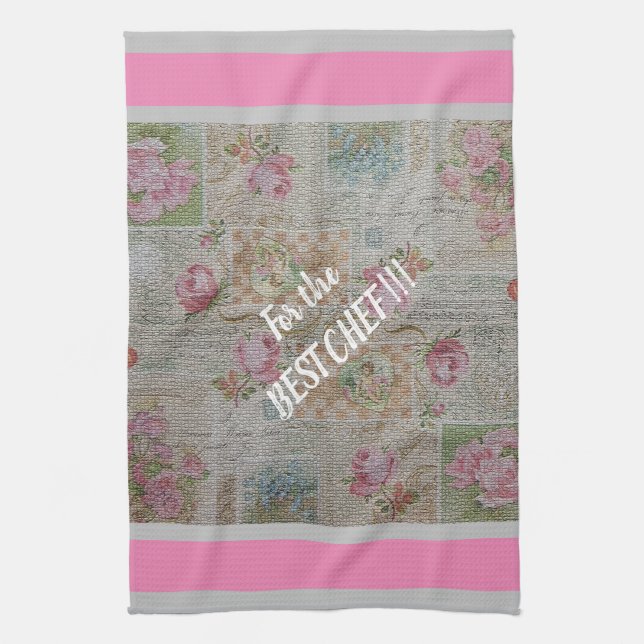 Linge De Cuisine Rose Vintage Floral de luxe (Vertical)