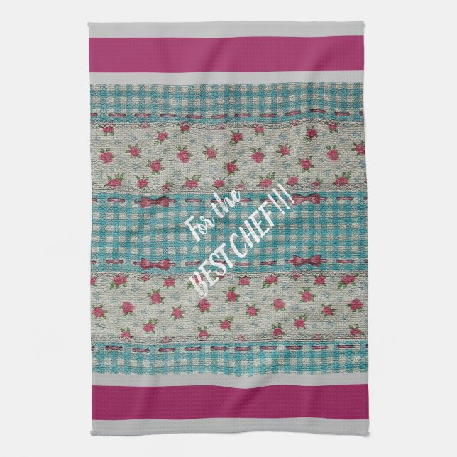 Linge De Cuisine Rose Vintage Floral de luxe (Vertical)
