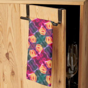 Linge De Cuisine Rosebud Jaune Peinture Abstraite Fleur Art