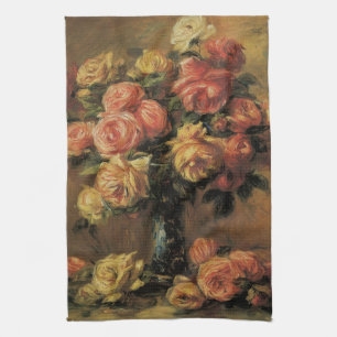 Linge De Cuisine Roses dans un Vase de Pierre Renoir, Art Vintage