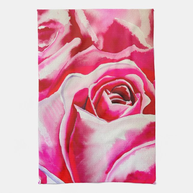 Linge De Cuisine Roses roses rose aquarelle art (Vertical)