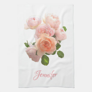Linge De Cuisine Roses rouges roses personnalisées Aquarelle person