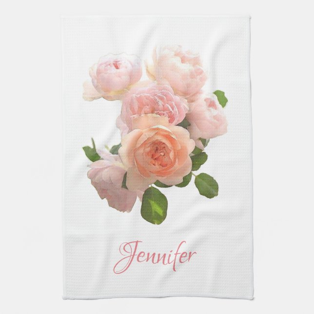 Linge De Cuisine Roses rouges roses personnalisées Aquarelle person (Vertical)