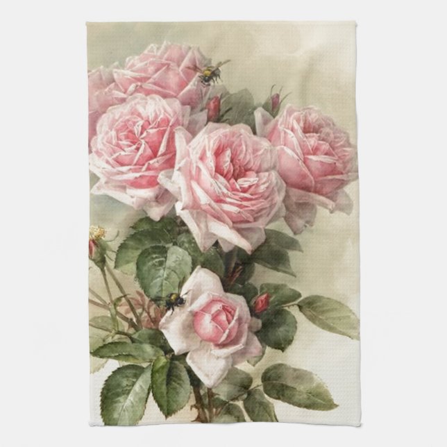 Linge De Cuisine Roses victoriens roses chics minables (Vertical)