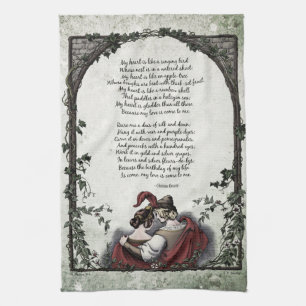 Linge De Cuisine Rossetti "Love" de poésie victorienne Art Tea Serv