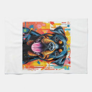 Linge De Cuisine Rottweiler coloré Pop Art � Style de trempage vibr
