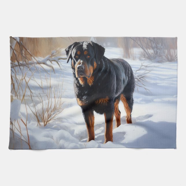 Linge De Cuisine Rottweiler Laisser neiger Noël (Horizontal)